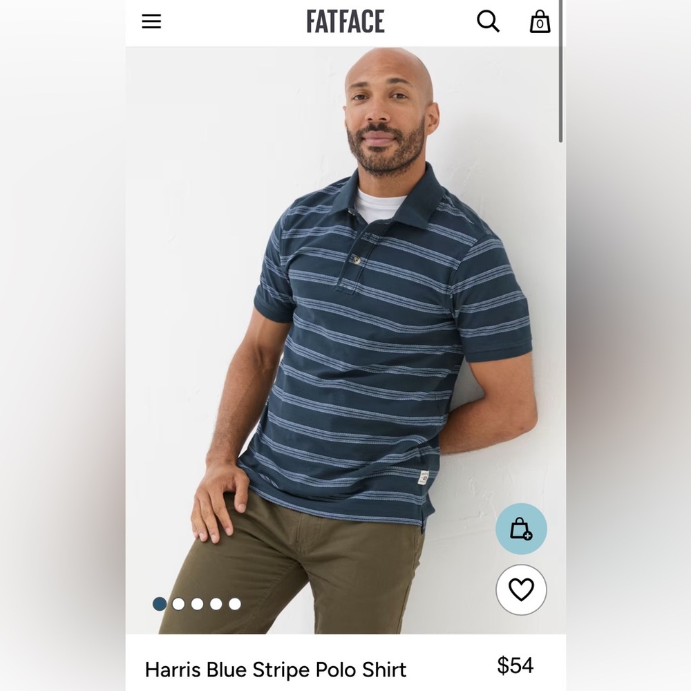 Fat Face Harris Blue Striped Polo Shirt (M) NWT - Picture 6 of 7